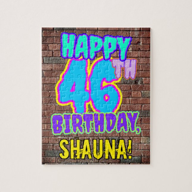 Puzzle 46th Birthday ~ Fun, Urban Graffiti Inspired Look (Vertical)
