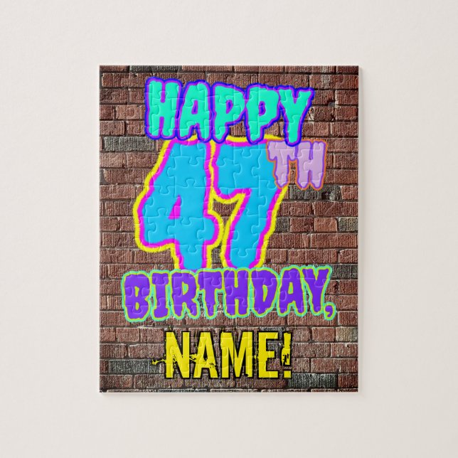 Puzzle 47th Birthday ~ Fun, Urban Graffiti Inspired Look (Vertical)