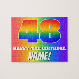Puzzle 48º cumpleaños — Patrón arcoiris multicolor "48"