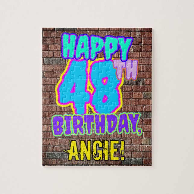 Puzzle 48th Birthday ~ Fun, Urban Graffiti Inspired Look (Vertical)