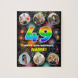 Puzzle 49º cumpleaños: Arcoiris divertido #, nombre perso