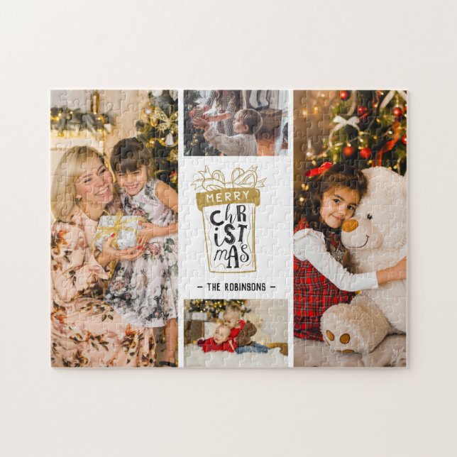 Puzzle 4 Collage de fotos Merry Christmas Gift Custom Nam (Horizontal)