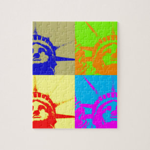 Puzzle 4 Color Pop Art Lady Liberty