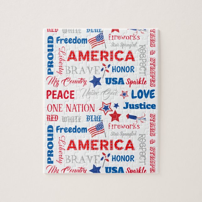 Puzzle 4 de julio América Estados Unidos Palabras de text (Vertical)