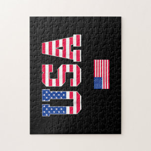 Puzzle 4 de julio Camisa de Estados Unidos Patriótico Ban