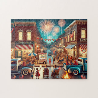 Puzzle 4 de Julio Pequeño Pueblo Vintage Americana