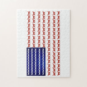 Puzzle 4th of July Cat Flag Red White and Blue
