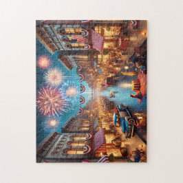 Puzzle 4th of July Fireworks Small Town Celebration