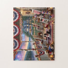 Puzzle 4th of July Porch Dogs Fireworks Summer Night 
