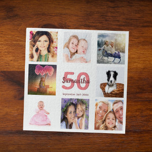 Puzzle 50.º collage de fotos de cumpleaños mujer blanca