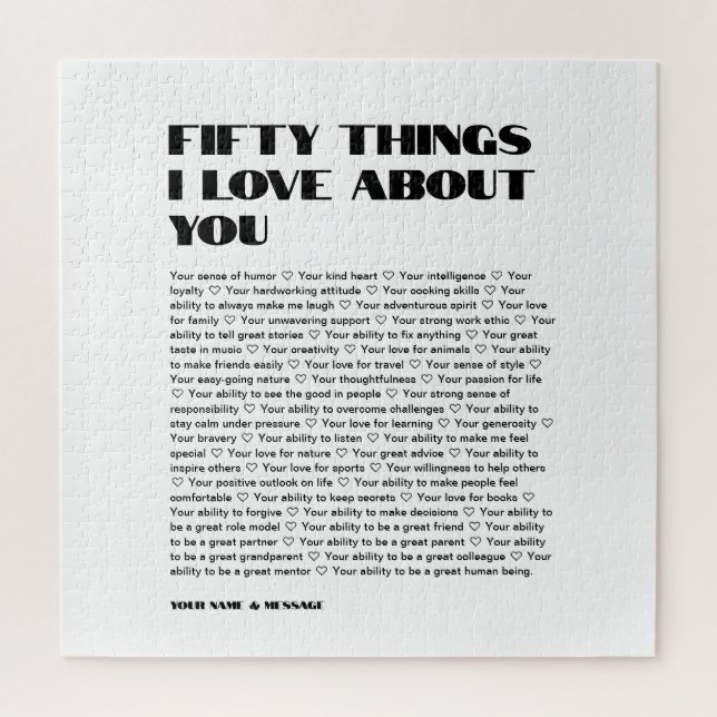 Puzzle 50 cosas que nos encantan de tu El día de San Vale (Vertical)