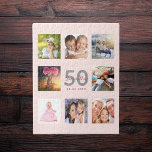 Puzzle 50 cumpleaños personalizado foto rosa color rosa d<br><div class="desc">Un regalo de cumpleaños número 50 único o keepsake, celebrando su vida con un collage de 8 de sus fotos. Añada imágenes de su familia, amigos, mascotas, pasatiempos o destino de viaje de ensueño. Personalice y agregue un nombre, edad 50 y fecha. Letras de color oro gris y rosa oscuro....</div>