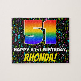 Puzzle 51º cumpleaños — Símbolos de música divertida y co