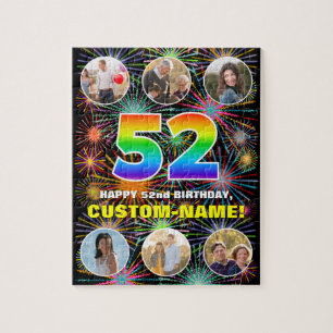 Puzzle 52º cumpleaños: Arcoiris divertido #, nombre perso