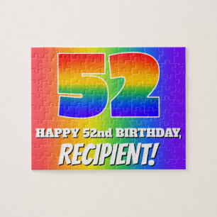 Puzzle 52º cumpleaños — Patrón arcoiris multicolor "52"