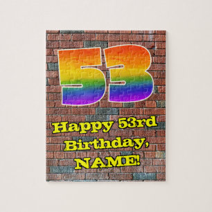 Puzzle 53rd Birthday: Fun Graffiti-Inspired Rainbow 53