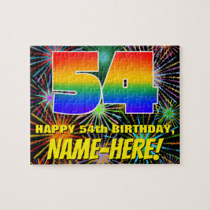 Puzzle 54 Aniversario: Fuegos artificiales divertidos y c
