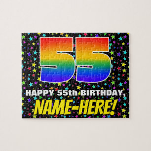 Puzzle 55º cumpleaños — Patrón de estadio divertido y col