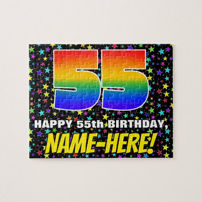 Puzzle 55º cumpleaños — Patrón de estadio divertido y col (Horizontal)