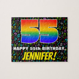 Puzzle 55º cumpleaños — Símbolos de música divertida y co