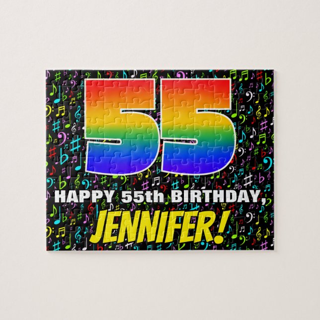 Puzzle 55º cumpleaños — Símbolos de música divertida y co (Horizontal)