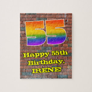 Puzzle 55th Birthday: Fun Graffiti-Inspired Rainbow 55