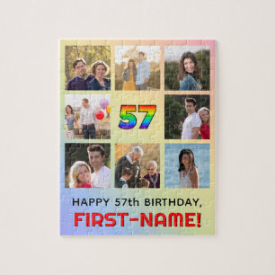 Puzzle 57º cumpleaños: Arcoiris divertido #, nombre perso
