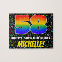 58º cumpleaños — Símbolos de música divertida y co