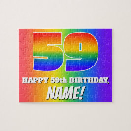 Puzzle 59º cumpleaños — Patrón arcoiris multicolor "59"