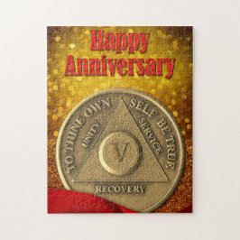 Puzzle 5 años Aniversario Feliz Purpurina de Monedas