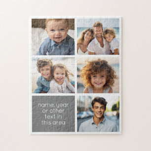 Puzzle 5 Collage de Fotos Cuadro de Texto Gris - Simple,