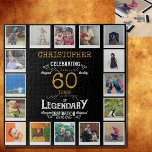 Puzzle 60.º Collage de fotos de oro negro<br><div class="desc">Un elegante y personalizado rompecabezas vintage de 60 años que es fácil de personalizar pero difícil de completar para esa fiesta especial de cumpleaños. Crea tu propio rompecabezas fotográfico único para un regalo especial de cumpleaños número 60. Con 16 fotos personalizados, el rompecabezas de fotos puede ser además personalizado con...</div>