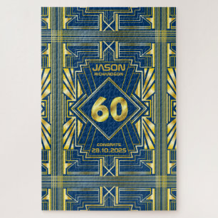 Puzzle 60.º cumpleaños Art Deco Oro Azul Gran Gatsby