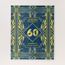 Puzzle 60.º cumpleaños Art Deco Oro Azul Gran Gatsby