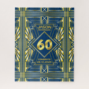 Puzzle 60.º cumpleaños Art Deco Oro Azul Gran Gatsby