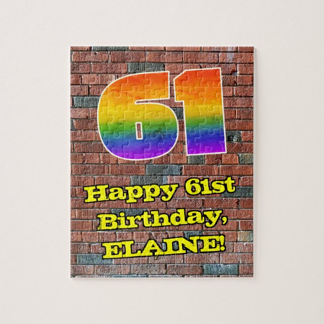 Puzzle 61° cumpleaños: Arcoiris 61 inspirado en graffitis (Vertical)