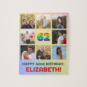 Puzzle 62º cumpleaños: Arcoiris divertido #, nombre perso