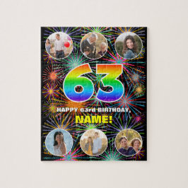 Puzzle 63º Cumpleaños: Diversión Arcoíris #, Nombre Perso