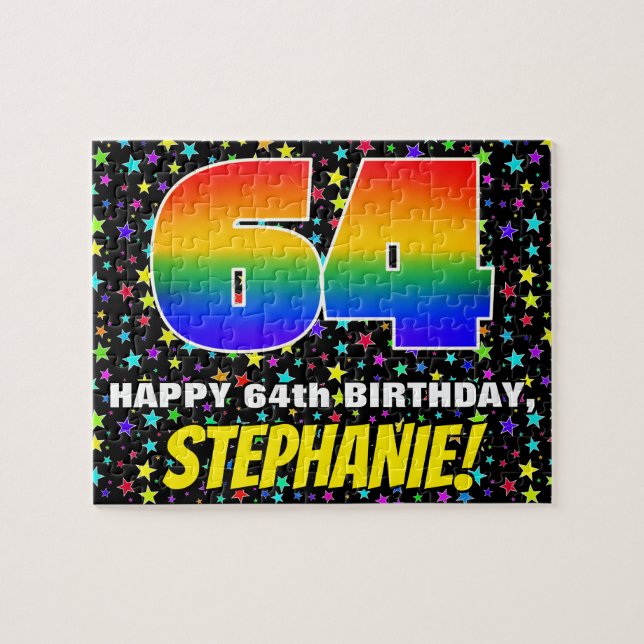 Puzzle 64º cumpleaños — Patrón de estadio divertido y col (Horizontal)