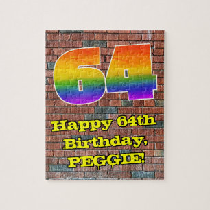 Puzzle 64° cumpleaños: Arcoiris 64 inspirado en graffitis