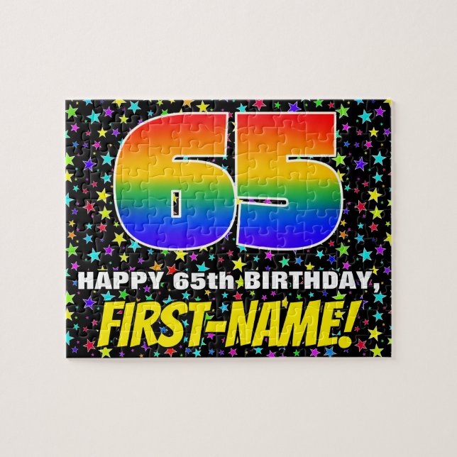 Puzzle 65º cumpleaños — Patrón de estadio divertido y col (Horizontal)