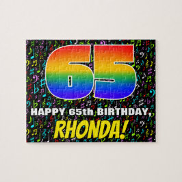 Puzzle 65º cumpleaños — Símbolos de música divertida y co