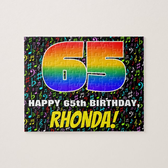 Puzzle 65º cumpleaños — Símbolos de música divertida y co (Horizontal)
