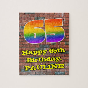 Puzzle 65° cumpleaños: Arcoiris 65 inspirado en graffitis