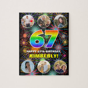 Puzzle 67º cumpleaños: Arcoiris divertido #, nombre perso