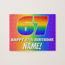 Puzzle 67º Cumpleaños — Patrón de arcoíris multicolor “67