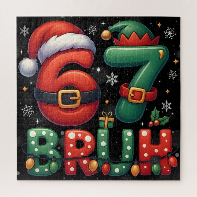 Puzzle 67 Meme Six Seven Bruh Funny Christmas 6 7 (Vertical)