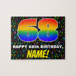 Puzzle 68º cumpleaños — Símbolos de música divertida y co
