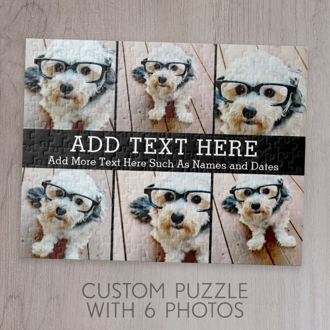 Puzzle 6 Collage de fotos 2 Líneas de texto — CAN Editar  (6 Photo Personalized Jigsaw Puzzle)