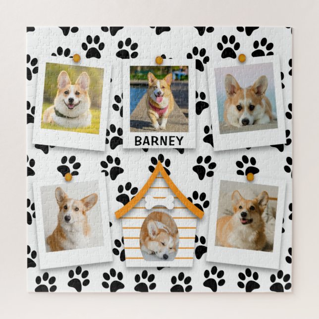 Puzzle 6 Collage de fotos Añadir nombre Perro Impresiones (Vertical)